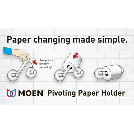 MOEN Hensley Pivoting Double Post Toilet Paper Holder with Press and Mark in Brushed Nickel