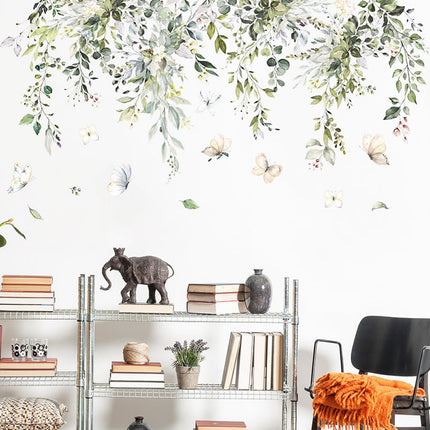 CNUSER 3D Wall Stickers DIY Green Plants Leaves Flower Wall Art Decal Decor for Bedroom Living Room Offices Home Decoration