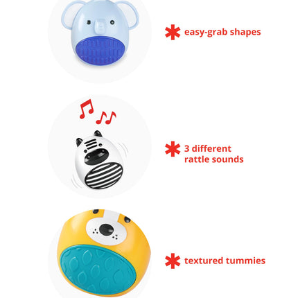 Skip Hop Baby Toy Maracas Jungle Beats Egg Shaker Musical Toy 3-Piece Set