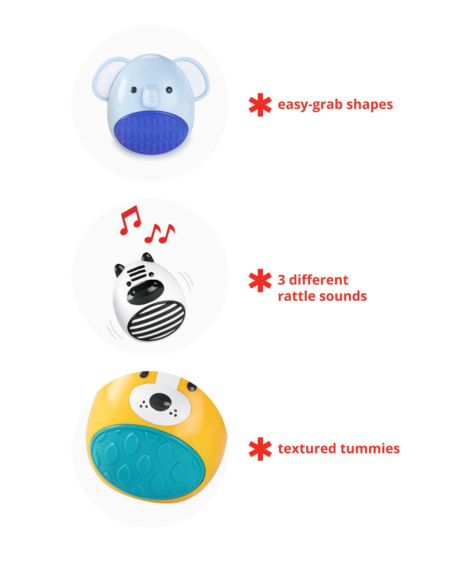 Skip Hop Baby Toy Maracas Jungle Beats Egg Shaker Musical Toy 3-Piece Set