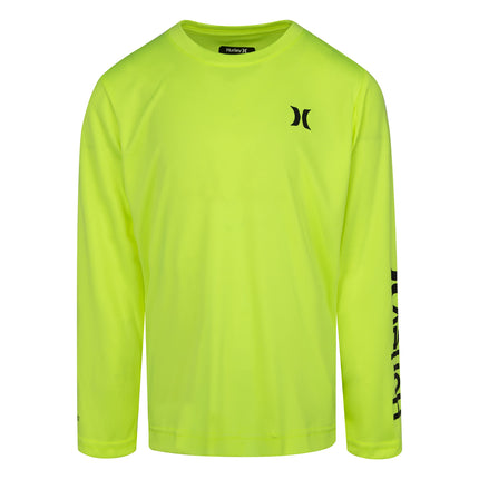 Hurley Boys Long Sleeve Rash Guard Shirt, Volt, 5