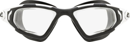 CRESSI Vortex Swimming Goggles - Anti-Fog Scratch-Resistant Swim Goggles - Flexible Nose Bridge for Adult Use - Watertight Seal for Open Water Swimming - Black/White Clear Lens