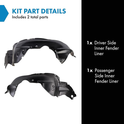 TRQ Inner Fender Liner Set Compatible with 2003-2004 Mazda 6 MA1248117 MA1249117