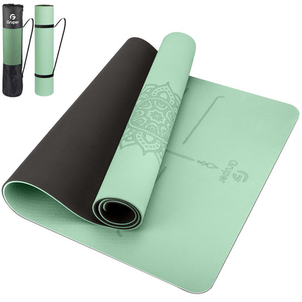 Yoga Mat Non Slip TPE Thick Yoga Mat with Alignmen