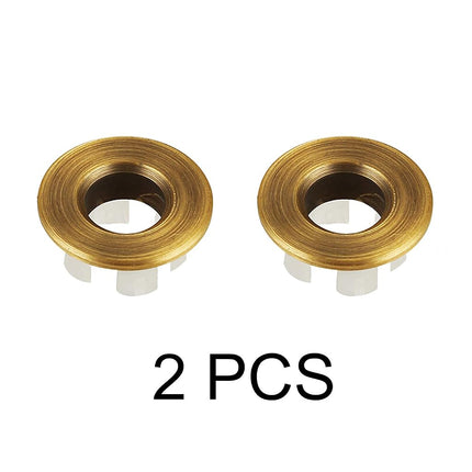 Sink Basin Trim Overflow Cover Brass Insert in Hole Round Caps Antique Brass 2 PCS