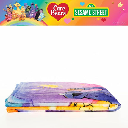 Franco Collectibles Care Bears x Sesame Street Bedding Super Soft Cozy Plush Throw, 46 in x 60 in, (Officially Licensed Product)