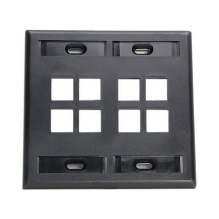 Leviton 42080-8EP 8-Port Dual Gang QuickPort Wallplate with ID Windows, Black