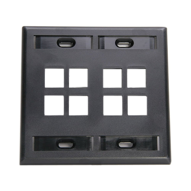 Leviton 42080-8EP 8-Port Dual Gang QuickPort Wallplate with ID Windows, Black