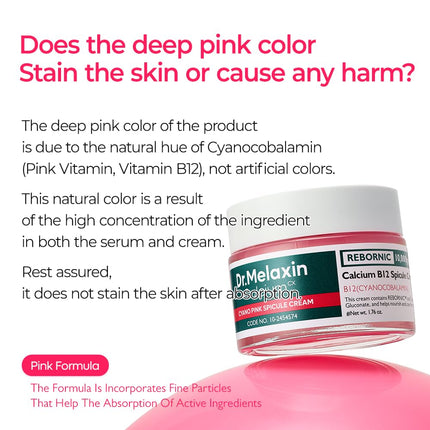 Dr.Melaxin Cemenrete Cyano Pink Spicule Cream With Calcium Vitamin B12 For Under Eyes Skin Dark Circles Fine Lines Puffiness&Eye Bags Cream 1.69 Fl. Oz.