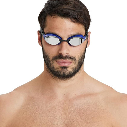 ARENA Cobra Core Swipe Mirror Unisex Adult Racing Swimming Goggles, Swimming Pool Goggles with Curved Mirror Lenses, Anti-Fog, UV Protection, 5 Interchangeable Nose Bridges