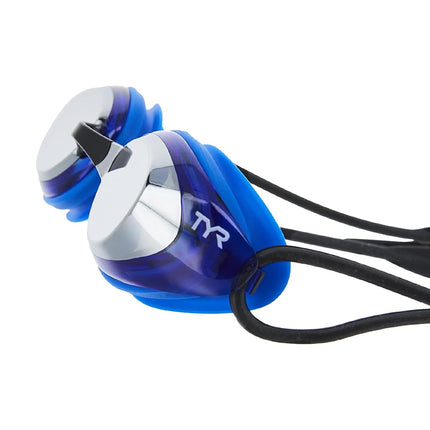 TYR Unisex Adult Blackhawk Racing Mirrored Low Profile Swimming Goggles - Silver/Blue/Black, Medium