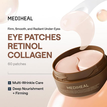 MEDIHEAL 95% Retinol & Collagen Under Eye Patches, Wrinkle Care (60 Count)