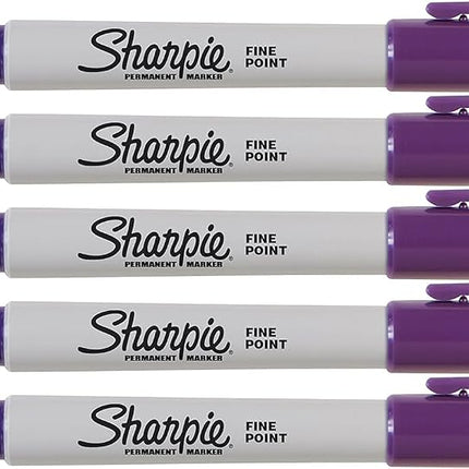 Sharpie Purple Markers, Fine Point Tip, Permanent Markers, 5-Count