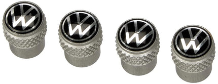 Volkswagen 000071215E VW Logo Aluminum Valve Caps Silver Universal