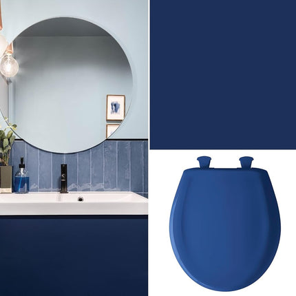 Bemis 7B200SLOWT 364 Toilet Seat Will Slow Close, Never Loosen and Easily Remove, Round, Plastic, Colonial Blue