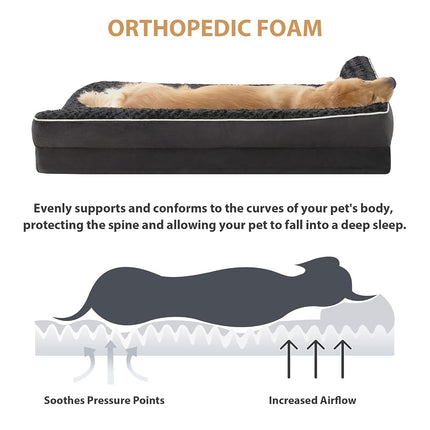 BFPETHOME Orthopedic Dog Bed for Large Dogs - Waterproof Sofa with Removable Washable Cover, Nonskid Bottom, and Waterproof Lining