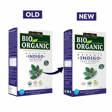 INDUS VALLEY BIO Organic Indigo Powder (Indigofera Tinctoria) with Color Recipe Book and an Applicator Brush Kit (100g) - Black