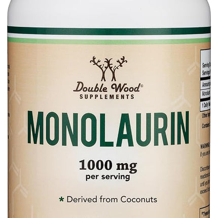 Double Wood Supplements Monolaurin 1,000mg per Serving, 210 Capsules (Vegan Safe, Non-GMO, Gluten Free, Made in The USA) Immune Health Support by