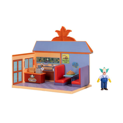 The Simpsons Krusty Burger Playset by Jakks Pacific, Includes 6.35 cm Krusty the Clown Articulated Mini Figurine and Detailed Accessories, Interactive Features
