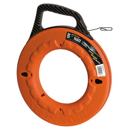 Fish Tape, 38 m, Great for Long Runs and Heavy Duty Wire Pulls, Laser Etched for Conduit Measuring Klein Tools 56003, Orange