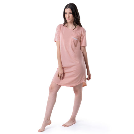 Wrangler Chemise de nuit à manches courtes, col rond, avec poche, pour femme, rose, petite