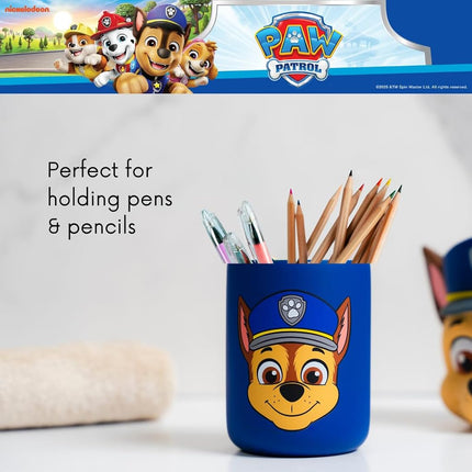 Soporte para cepillos de dientes infantiles de Paw Patrol Chase - Vaso para brochas de maquillaje/bolígrafos, (Producto con licencia oficial) por Franco Collectibles