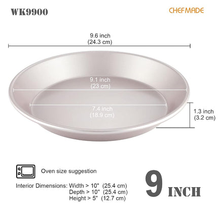CHEFMADE 9-Inch Round Cake Pan, Non-Stick Pizza and Pie Bakeware for Oven Baking (Champagne Gold)