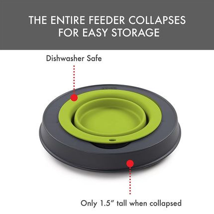 Dexas Popware for Pets Single Elevated Pet Feeder, Large, Gray/Green
