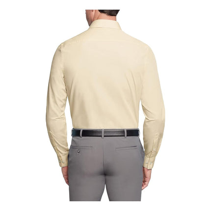 Van Heusen Men's Dress Shirt Regular Fit Poplin Solid, Lemon Glaze, 18.5" Neck 36"-37" Sleeve