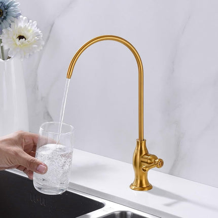 Grifo Purificador de Agua Potable de Oro Cepillado, Grifo de Agua Delle Rosa Dorado para Sistema de Filtro de Agua Debajo del Fregadero, Grifo Moderno de Osmosis Inversa de Latón, Grifo de Fregadero de Barra de Oro Cepillado