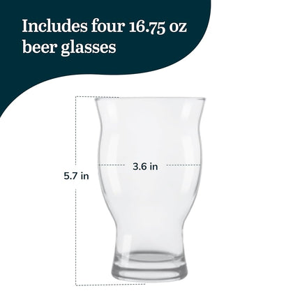 Libbey Craft Brews Nucleated Pint Beer Glasses, 16.75-Ounce, Set of 4