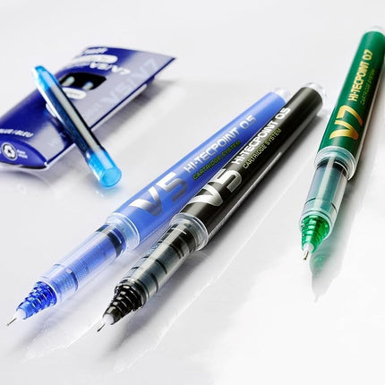 Pilot V7 Hi-Tecpoint Rollerball Pen, 0.7 mm Tip - Black/Blue/Red, Pack of 3