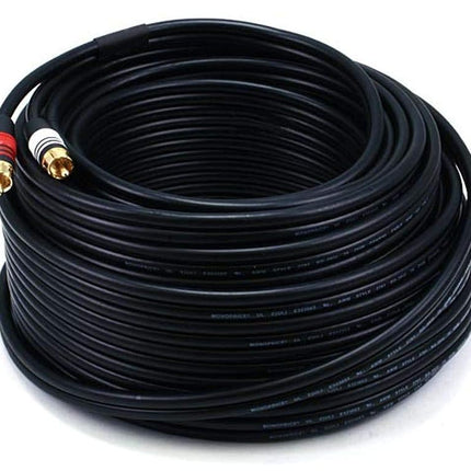 Monoprice Premium 2 RCA Plug/2 RCA Plug Cable - 1.83M (6ft) - Black, M/M, 22AWG Conductor, Gold Plated Connector