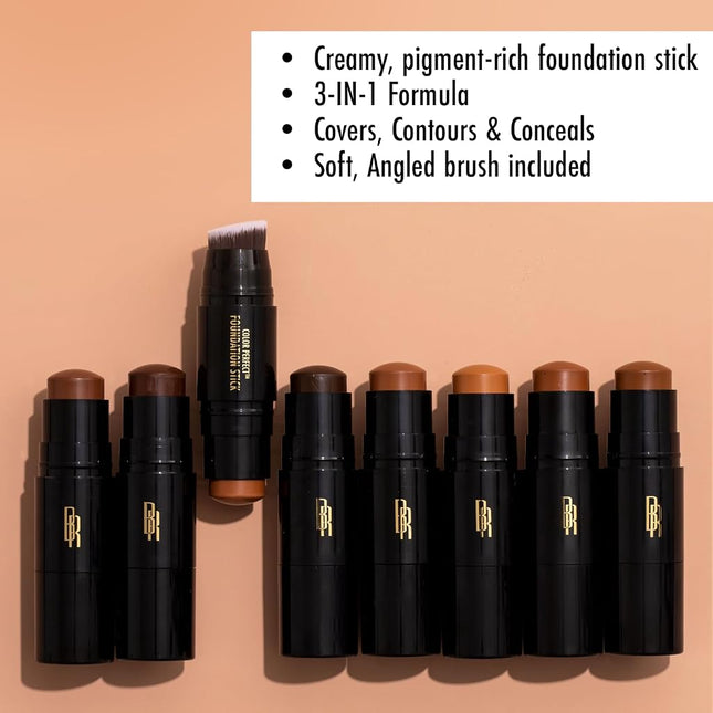 Black Radiance Color Perfect Foundation Stick with Soft Brush Applicator Duo – Buildable, Blendable Versatile Pigment-Rich Formula - Cocoa Bean