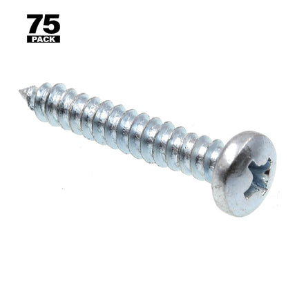 Prime-Line 9019795 Sheet Metal Screw, Self-Tapping, Pan Head Phillips, #8 X 1 in, Zinc Plated Steel, Pack of 75