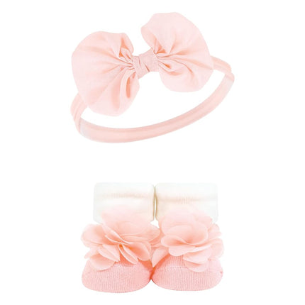 Hudson Baby Girl's Headband and Socks Giftset, Coral Gold 8-piece, One Size