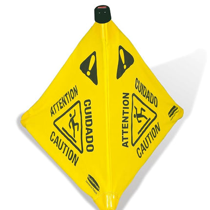 Rubbermaid Commercial Products Wet Floor Pop-Up Safety Cone | Collapsible 4 Sided Plastic Warning Sign | 76 cm, Yellow