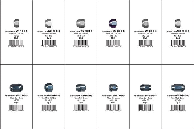 Kit d'assortiment d'écrous de roue Dynamic DY-WN-12 B