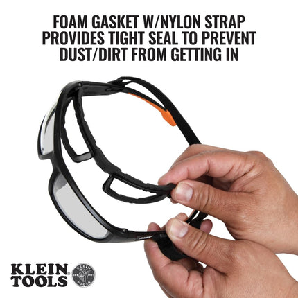 KLEIN TOOLS 60538 Gasket Safety Glasses, Professional PPE Protective Eyewear, Full Frame, Scratch Resistant, Anti-Fog, Indoor/Outdoor Lens