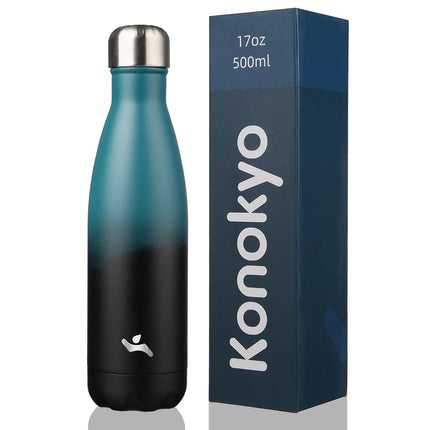 Konokyo Insulated Water Bottles,17oz Double Wall Stainless Steel Vacumm Metal Flask for Sports Travel,Indigo Black