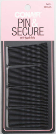 Conair Secure Hold Mini Bobby Pins, Black, 60 pcs