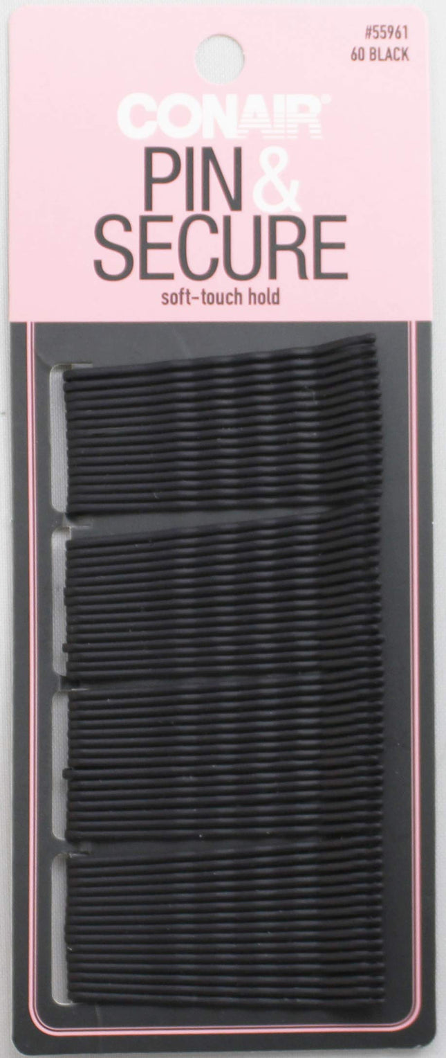 Conair Secure Hold Mini Bobby Pins, Black, 60 pcs