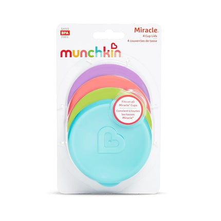 Munchkin Miracle 360 Cup Lids, 4 Count (Pack of 1), Colors May Vary **Waterproof Label's Included to Personalise Your Little One's Lids