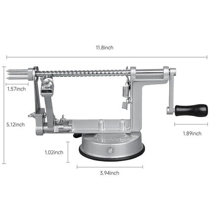 Apple Peeler Corer, Long Lasting Chrome Cast Magnesium Alloy Apple Peeler Slicer Corer with Stainless Steel Blades and Powerful Suction Base for Apples and Potato(Grey)