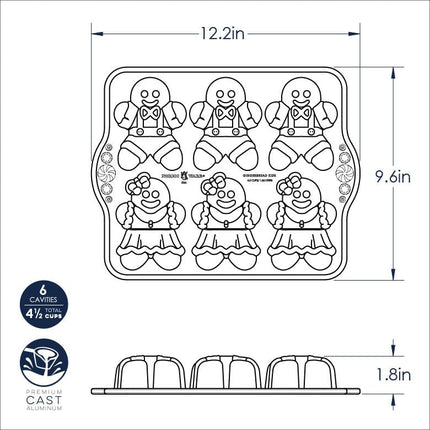 Nordic Ware 86948 Gingerbread Kids Cakelet Pan