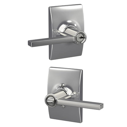Schlage F51A LAT 625 CEN Century Collection Latitude Keyed Entry Lever, Bright Chrome
