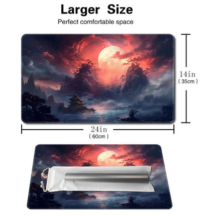 MTG Playmat Size 24x14in Free Storage Bags Non-Slip Backing, Ideal for Card Game Enthusiasts TCG Playmat Mouse Pad (Red Sky at Night-No Deck)