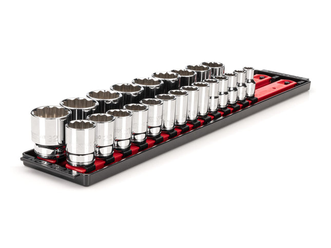 TEKTON 1/2 Inch Drive 12-Point Socket Set with Rai