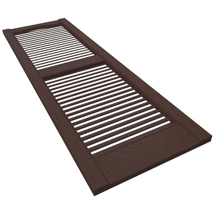 Lifetime Vinyl LL1S12X03600FB Standard Cathedral Top Center Mullion, Open Louver Vinyl Shutters, w/Installation Shutter-Lok's & Matching Screws (Per Pair), 12"W x 36"H, Federal Brown