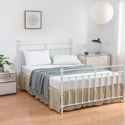 Xuan dian Bed Skirt King Size Ruffled Bed Skirts with Split Corners,14 Inch Drop Dust Ruffle Bed Skirt with Platform, King,14 Inch,Light Camel